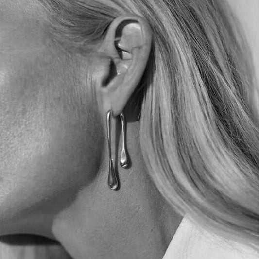 Metal Water Drop Long Pendant Earrings for Women Vintage Exaggerated Geometric Earrings Jewelry Party Gifts