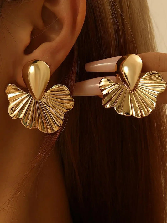 Pearl Stud Earrings Gold Color Alloy Irregular Earrings For Women Simple Jewelry Gift